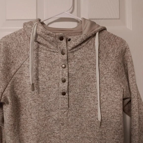 Thread & Supply Dillion Oatmeal Spice Pullover 3/4 Snap Cozy Hoodie Sweatshirt S - Picture 7 of 8